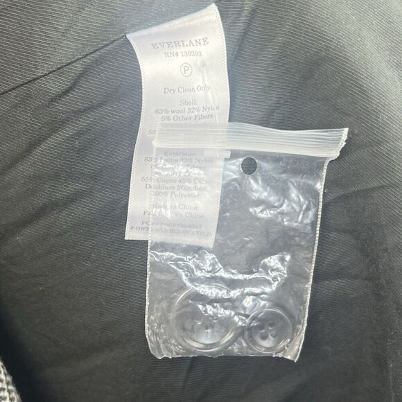 Everlane Oversized Glen Plaid Wool Blazer Size 16 Black Gray Houndstooth - Picture 14 of 14